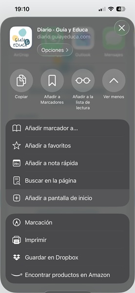 Icono de Safari en la pantalla de inicio del iPhone